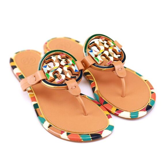 NIB Tory Burch Enamel Metal Miller Sandals Multi 8.5-9 SOLD OUT - Picture 7 of 11